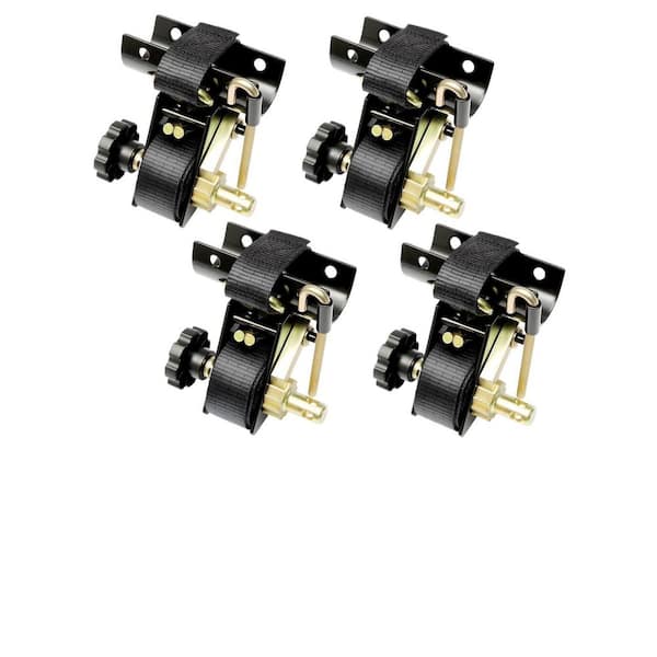 4 Pieces Ladder Rack Ratchet Straps with J-Hook, 2 in. Black Round Tube Mount, 500 lb. Load Cargo Buckle Rack Lock Strap