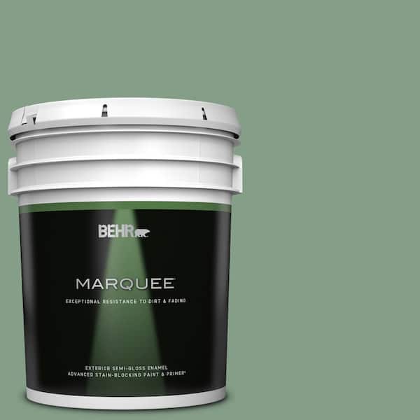 BEHR MARQUEE 5 gal. #S410-5 Track Green Semi-Gloss Enamel Exterior Paint & Primer