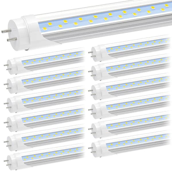 4 ft. Maximum Bulb Wattage 65-Watt T8 LED Shop Light Bulb, 3000 Lumens Super Bright Fluorescent Tube Replacement 12-Pack