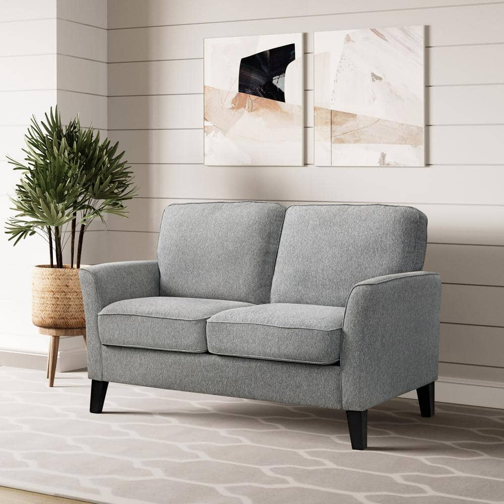 Serta Walton 57 In Light Grey Polyester 2 Seater Loveseat With Wood   Light Gray Serta Loveseats 132a008ltg 64 1000 