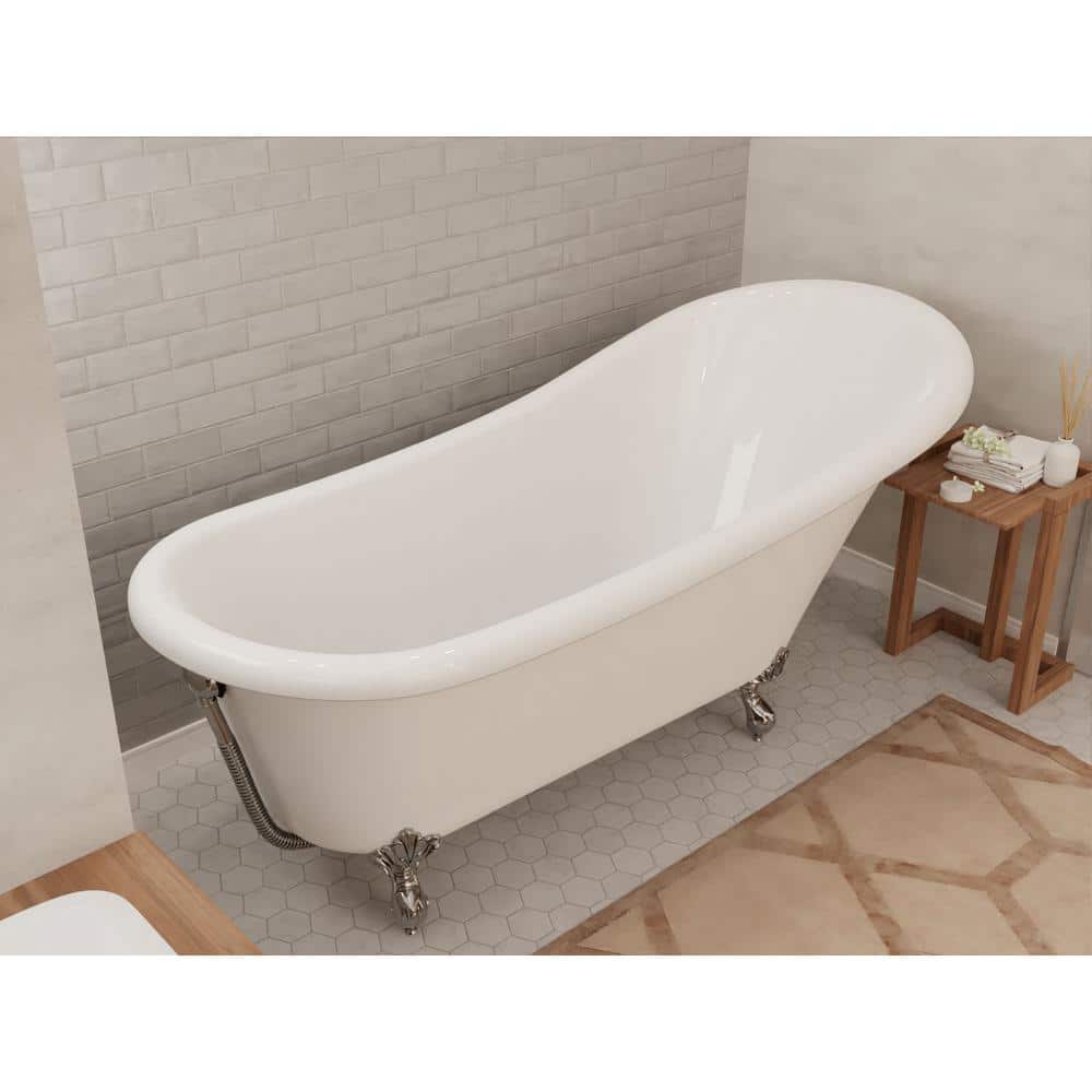 Diamante 67'' White Acrylic Clawfoot Slipper Bathtub