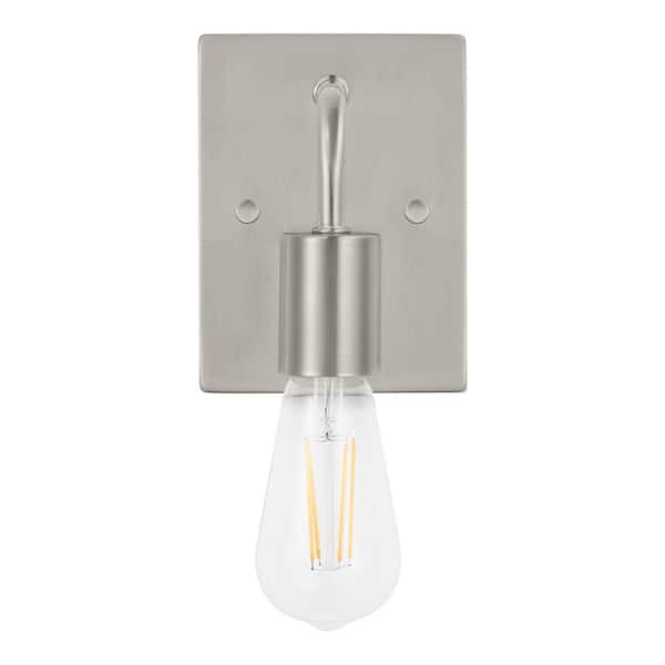 Hampton Bay Northvale 4.4 in. 1-Light Brushed Nickel Industrial Bathroom Vanity Light