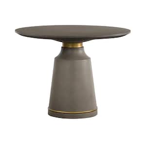 Pinni Grey Concrete Round Dining Table with Bronze Painted Accent
