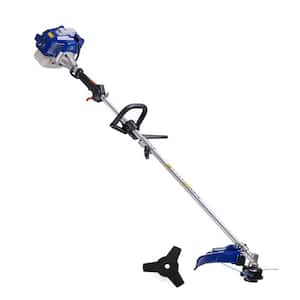 26 cc 2-Stroke 2-in-1 Gas Full Crank Straight Shaft Grass Trimmer with Brush Cutter Blade and Bonus Harness