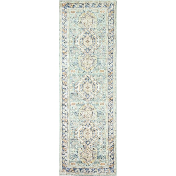 BASHIAN Sorrento Lt. Green 3 ft. x 8 ft. (2'6" x 8') Geometric Transitional Runner
