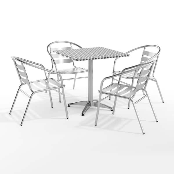Aluminum 5-Piece Metal Square Outdoor Bistro Set