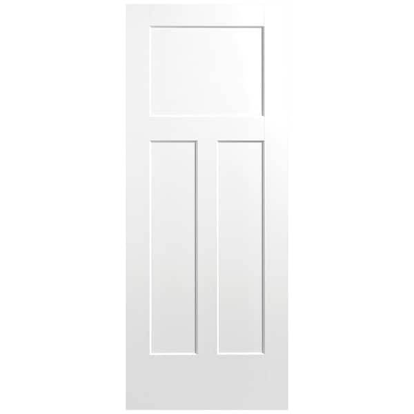 Masonite 32 in. x 80 in. 3-Panel Winslow Single Bore Solid Core Ultra Pure White Molded Composite Interior Door Slab