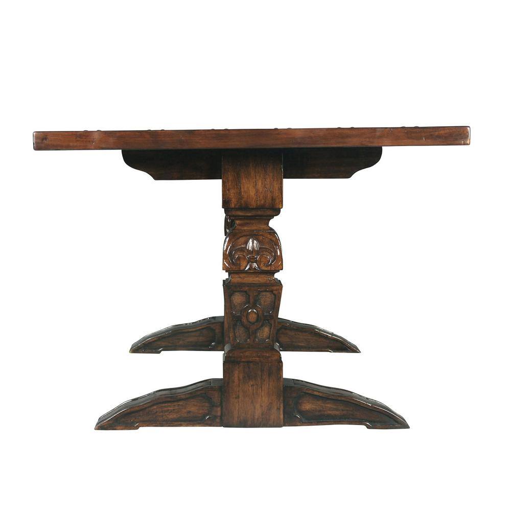 Hand-Carved Mahogany Rectangular Dining Table for Six