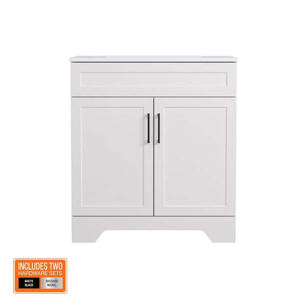 Southfield 31 in. Single Sink White Bath Vanity with Engineered Solid Surface Top (Assembled)