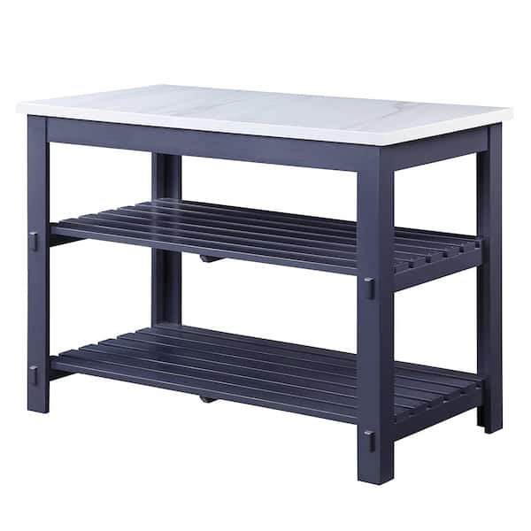 Acme Furniture Enapay Marble Top & Gray Finish Kitchen Islands