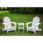 Icon White Recycled Plastic Folding Adirondack Chair with Side Table (2-Pack)