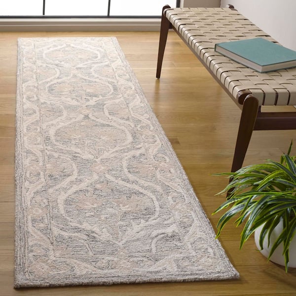 Blossom 2 ft. x 8 ft. Gray/Ivory Geometric Abstract Runner Rug