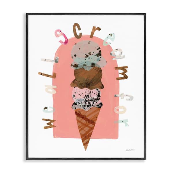 Stupell Industries All Scream For Ice Cream by Haley Knighten Black Framed Food Giclee Art Print 14 in. x 11 in.