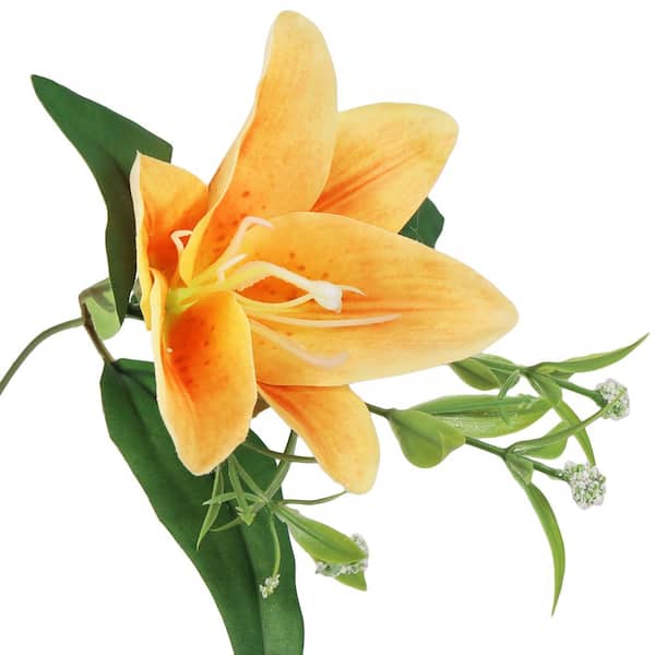 Lilly　0504 LIVING LUXURY 13 in. Orange Artificial Stargazer Lily Flower