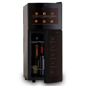 Silent 21-Bottle Dual Zone Wine Refrigerator with Curved Doors