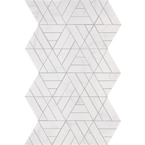 Xpress Mosaix Perfect-Fit Saran White Polished 12 in. x 18 in. Marble Triangle Mosaic Tile (387 sq. ft./Pallet)