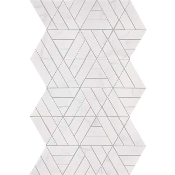 Daltile Xpress Mosaix Perfect-Fit Saran White Polished 12 in. x 18 in. Marble Triangle Mosaic Tile (387 sq. ft./Pallet)