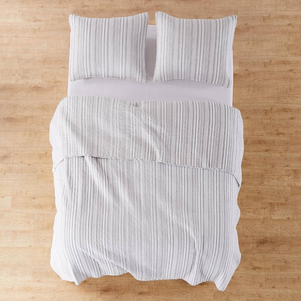 Bondi Gray Cotton Full Quilt and Sham Set