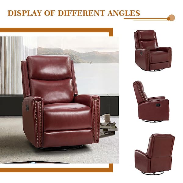 Red leather best sale swivel rocker recliner