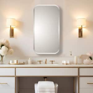 Deco Mia Eclectic Styled 16 in. W x 30 in. H Beveled Round Corner Mirror Recessed Bathroom Medicine Cabinet