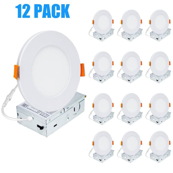 4 in. Dimmable 60-Watt Equivalent Recessed LED Downlight Integrated Night Light, Canless with Junction Box (12-PacK)