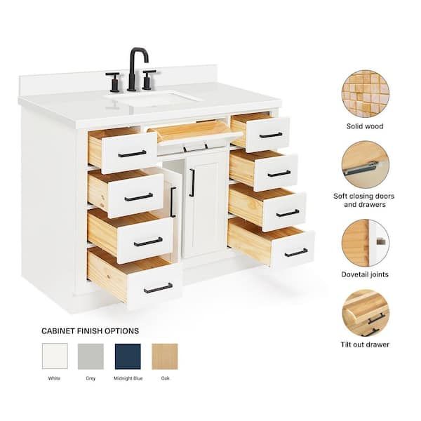 ARIEL Hepburn 48 in. Single Sink Freestanding Bathroom Vanity in