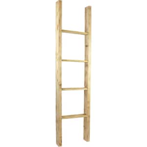 15 in. x 60 in. x 3 1/2 in. Barnwood Decor Collection Natural Barnwood Vintage Farmhouse 4-Rung Ladder