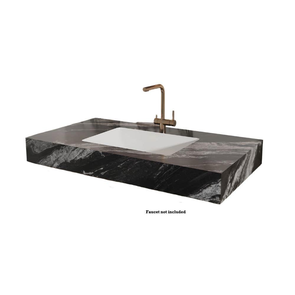 24 in. W x 19.5 in. D Porcelain Single Sink Vanity Top in Ebony Black with Pre-Drilled Faucet Hole price history on PriceWatchPro