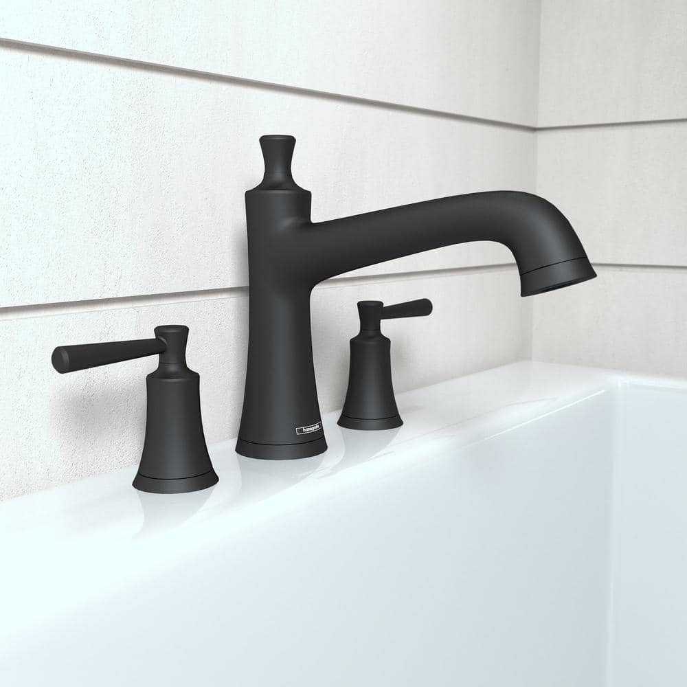 Matte Black Double Handle Deck Mount Roman Tub Faucet