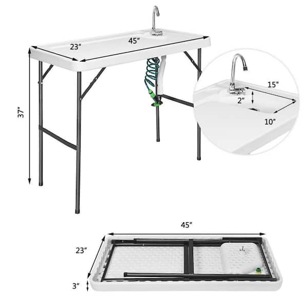 Angeles Home Metal Portable Camp Kitchen and Sink Table