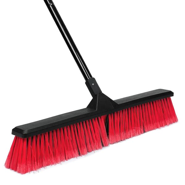24" Push Broom with 63" Long Handle, Heavy Duty Broom for Floor Sweeping