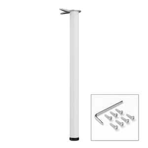 34 1/4 in. (870 mm) White Metal Round Table Leg with Leveling Glide