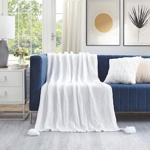 Audra White Wool-Like Acrylic 50 in. x 60 in. Throw Blanket