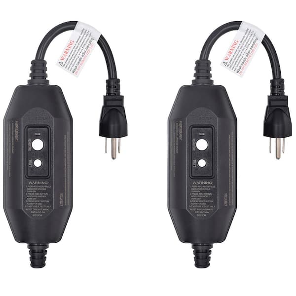 ELEGRP 1 ft. 15 Amp Manual Reset 3-Prong In-Line Portable GFCI Replacement Right Angle Plug Assembly(2-Pack)