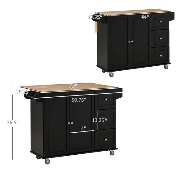Unbranded - Outdoor Grill Cart with Drop Leaf, Storage Trolley Cart on Wheels, 3-Drawers, 2-Door Cabinet