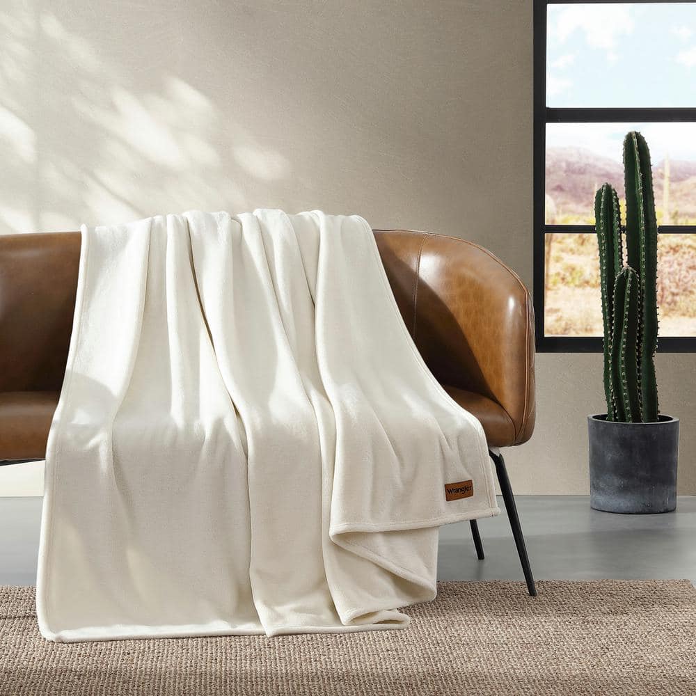 King Ivory Ultra Soft Plush Fleece Reversible Blanket
