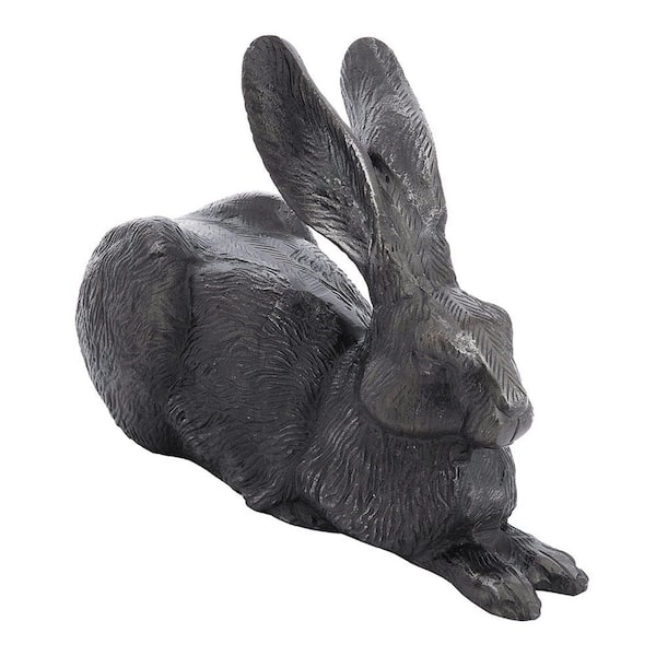 Achla Designs Cast Aluminum Rabbit Outdoor Garden Lawn Statue, 9.5 in. Tall, Charcoal Painted Finish