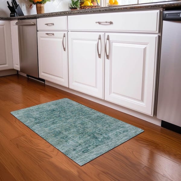Chantille Machine Washable Indoor/Outdoor Abstract ACN1773 Teal 2 ft. x 3 ft. Accent Rug