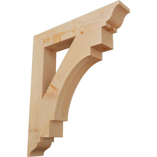 Ekena Millwork 3.5 in. x 28 in. x 24 in. Douglas Fir Merced Traditional Smooth Bracket