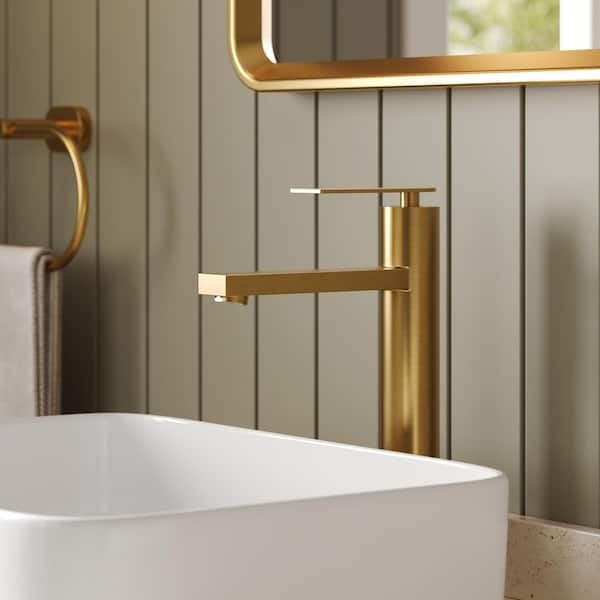 12 in. Single Handle Single Hole Bathroom Faucet with Pop-Up Drain and Spot Resistant 1.2 GPM in Brushed Gold