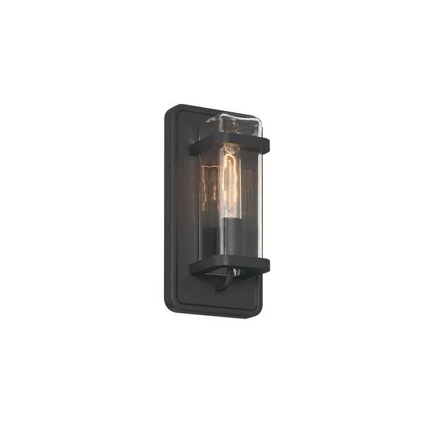 Designers Fountain - Pearl Street Black 1-Light Outdoor Line Voltage Hardwired Porch Light Wall Sconce with No Bulbs Included