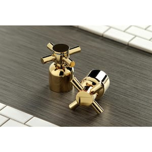 Modern Cross 8 in. Widespread 2-Handle Bathroom Faucet in Polished Brass