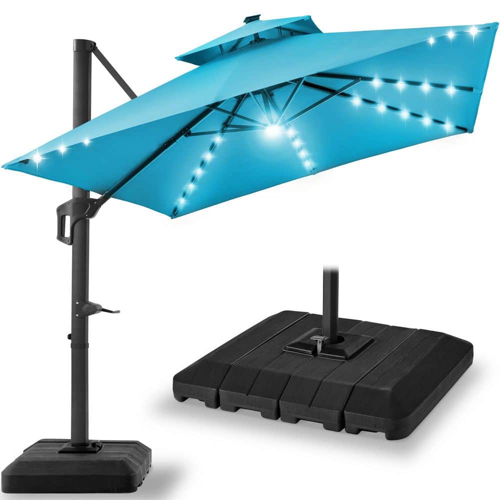 Best Choice Products 10 ft. Solar LED 2-Tier Square Cantilever