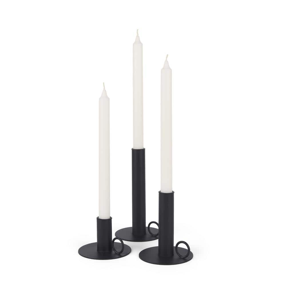 Mercana Noir Matte Black Metal Candle Sconces Holders Set of 3