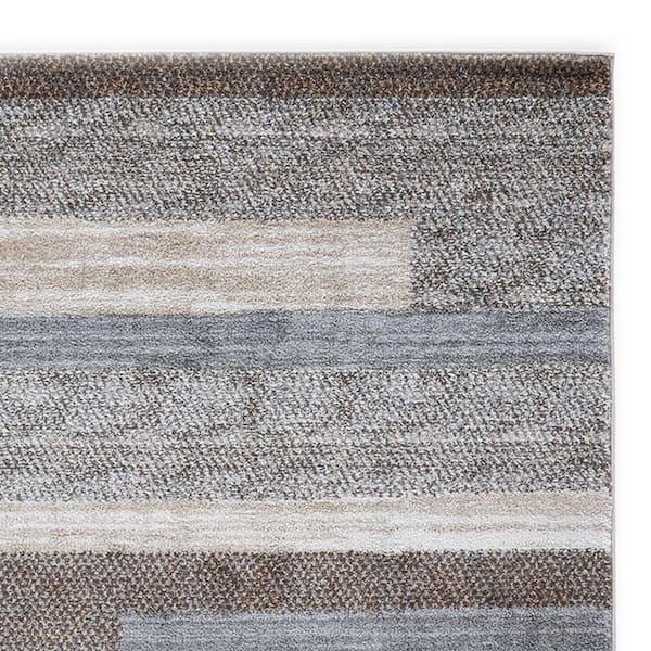 Beny Brown, Cream and Gray 8 ft. x 10 ft. Geometric Area Rug