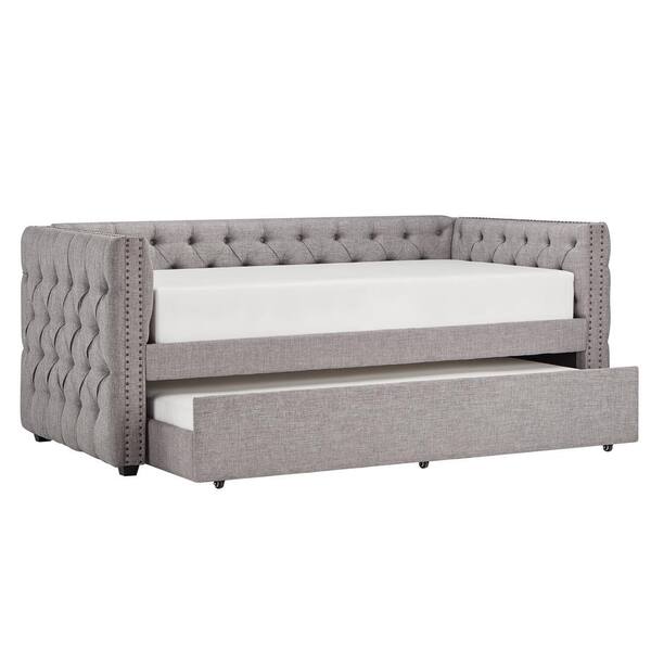 HomeSullivan Grey Tufted Nailhead Twin Daybed