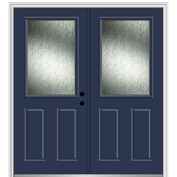 MMI Door 64 in. x 80 in. Left-Hand Inswing Rain Glass Naval Fiberglass Prehung Front Door on 4-9/16 in. Frame