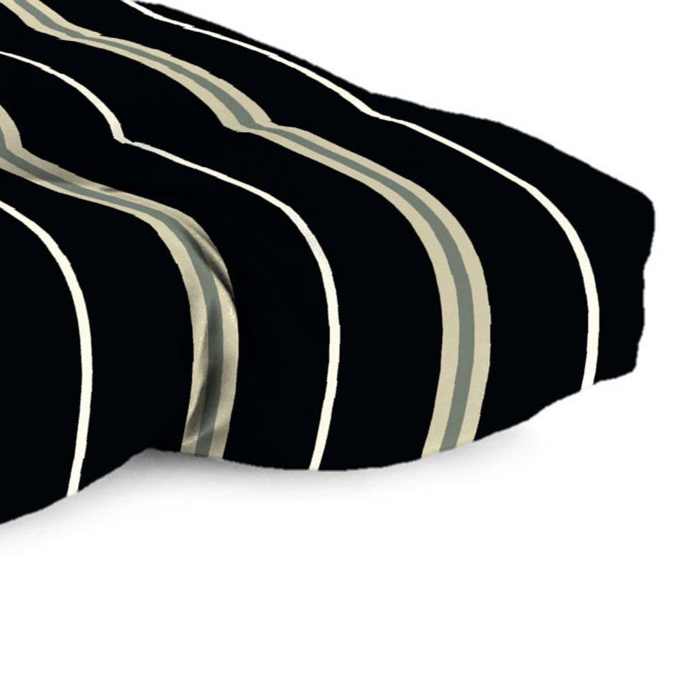 Platt Ink Black Stripe Tufted Outdoor Wicker Cushion Set