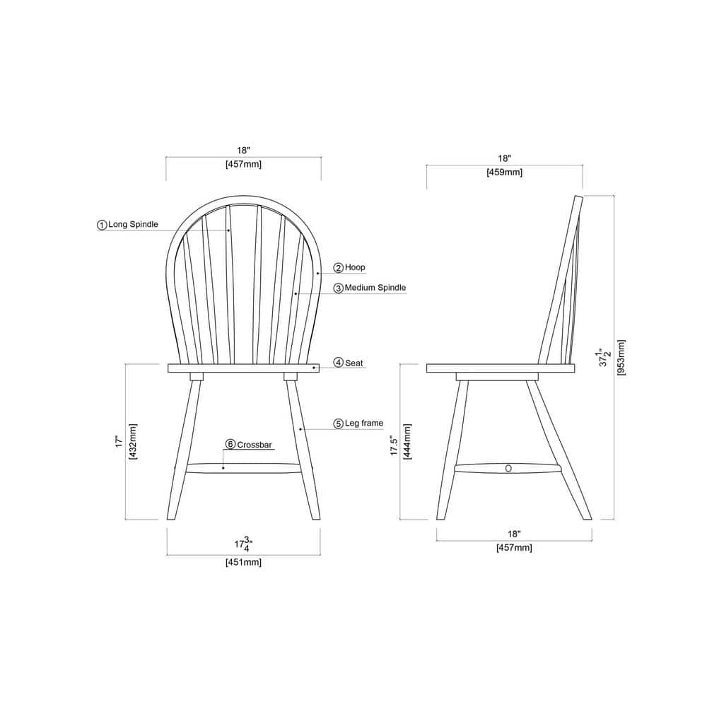 Windsor-Inspired White & Natural High Slat Side Chair Set
