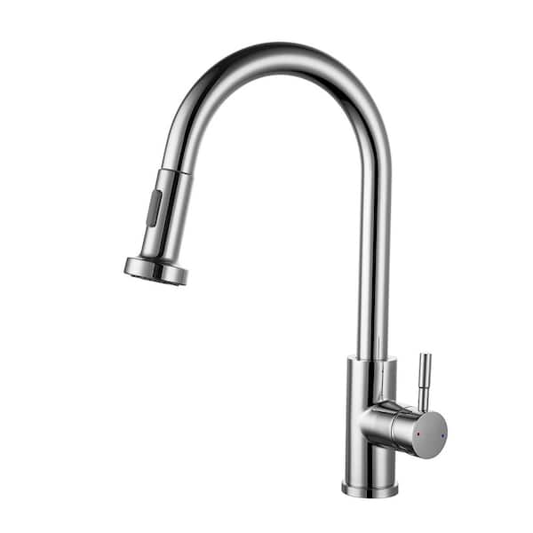 Maincraft Single Handle Pull Down Sprayer Kitchen Faucet in Chrome